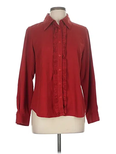 Pre-owned Gloria Vanderbilt Long Sleeve Blouse In Burgundy