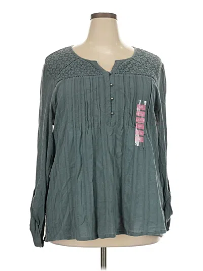 Pre-owned Gloria Vanderbilt Long Sleeve Blouse In Gray