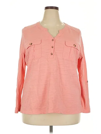 Pre-owned Gloria Vanderbilt Long Sleeve Blouse In Pink
