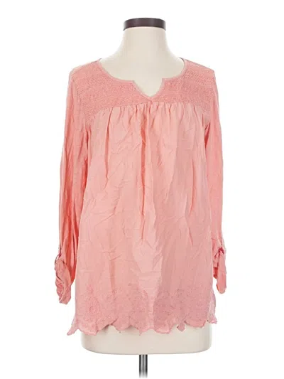 Pre-owned Gloria Vanderbilt Long Sleeve Blouse In Pink
