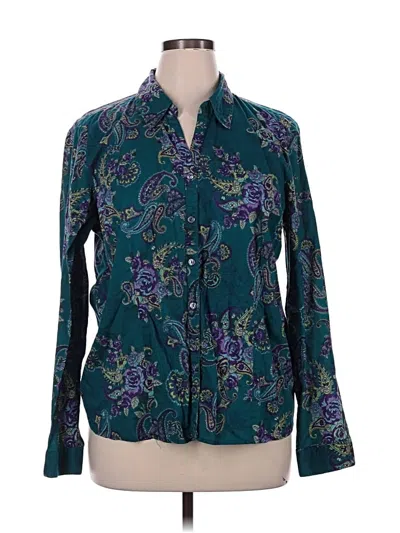 Pre-owned Gloria Vanderbilt Long Sleeve Blouse In Teal