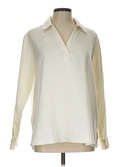 Pre-owned Gloria Vanderbilt Long Sleeve Blouse In White