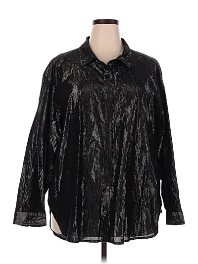 Pre-owned Gloria Vanderbilt Long Sleeve Button Down Shirt In Black