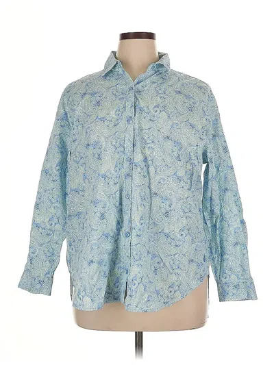Pre-owned Gloria Vanderbilt Long Sleeve Button Down Shirt In Blue