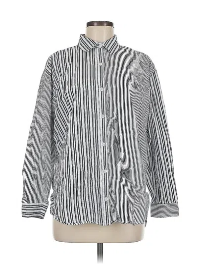 Pre-owned Gloria Vanderbilt Long Sleeve Button Down Shirt In Silver