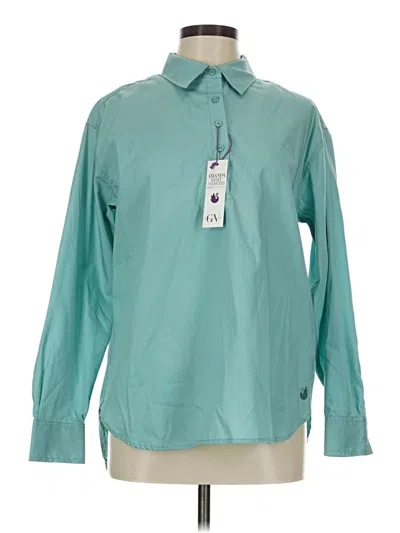 Pre-owned Gloria Vanderbilt Long Sleeve Polo Shirt In Blue