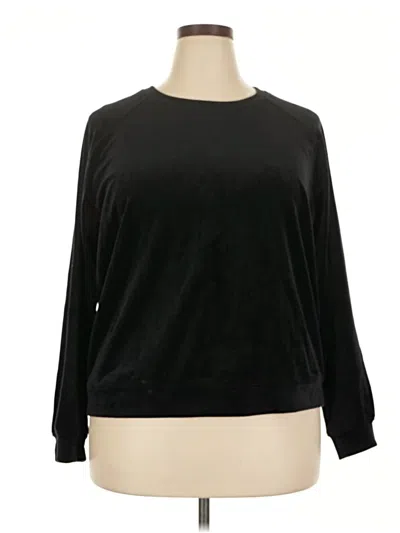 Pre-owned Gloria Vanderbilt Long Sleeve Top Black Crew Neck Tops