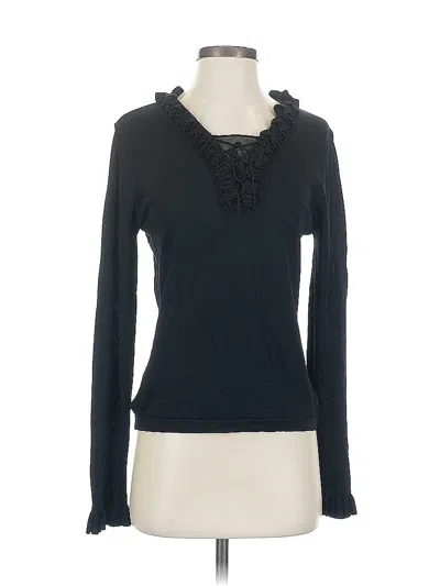 Pre-owned Gloria Vanderbilt Long Sleeve Top Black Sweetheart Neckline Tops