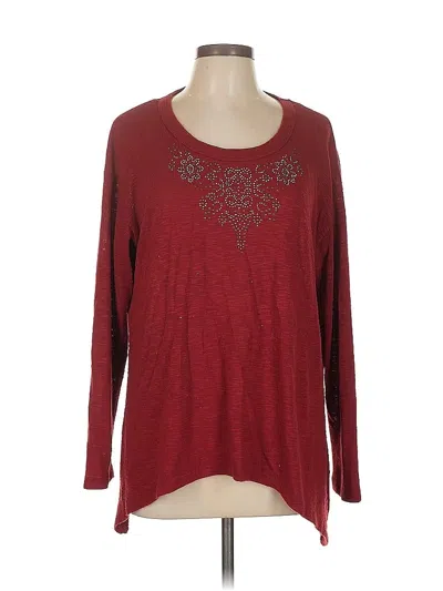 Pre-owned Gloria Vanderbilt Long Sleeve Top Burgundy Scoop Neck Tops