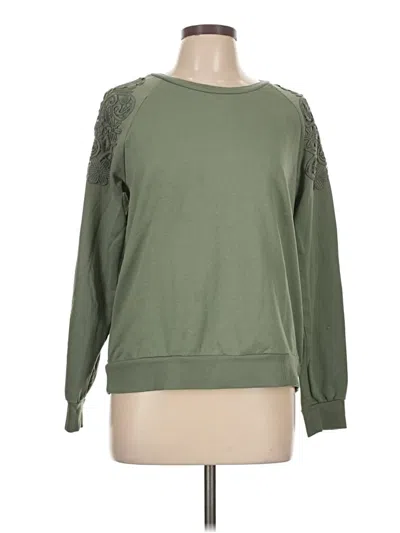 Pre-owned Gloria Vanderbilt Long Sleeve Top Green Crew Neck Tops