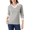Gloria Vanderbilt Maxine Womens Layered Cotton Pullover Sweater In Multi