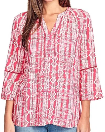 Gloria Vanderbilt Nova Flutter Sleeve Blouse In Pink In Multi