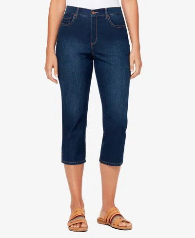 Gloria Vanderbilt Petite Amanda High Rise Five Pocket Capri Jeans In Blue
