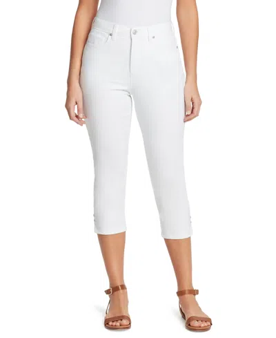 Gloria Vanderbilt Petite Amanda High-rise Rivet Capri Pants In White