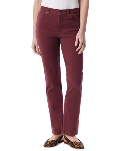 Gloria Vanderbilt Petite Amanda High-rise Straight-leg Jeans In Burgundy