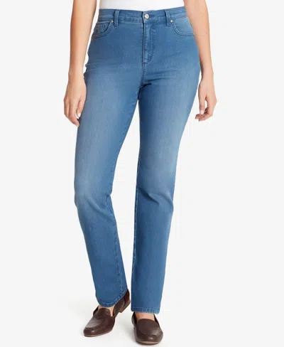 Gloria Vanderbilt Petites Womens High Rise Dark Wash Straight Leg Jeans In Frisco
