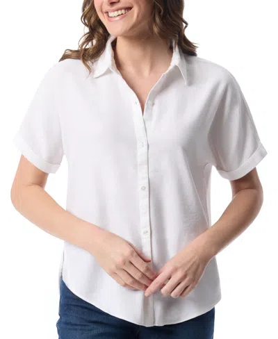 Gloria Vanderbilt Petite Daisy Short-sleeve Blouse In Vintage White