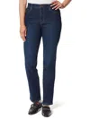Gloria Vanderbilt Petites Womens High Rise Dark Wash Straight Leg Jeans In Blue
