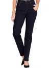 GLORIA VANDERBILT PETITES WOMENS HIGH RISE DARK WASH STRAIGHT LEG JEANS