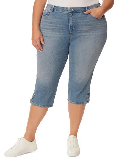 Gloria Vanderbilt Plus Amanda Womens Classic Rise Light Wash Capri Jeans In Multi