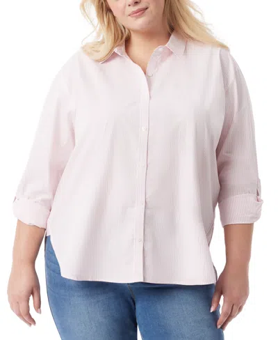 Gloria Vanderbilt Plus Size Amanda Cotton Oversized Printed Shirt