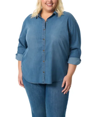 Gloria Vanderbilt Plus Size Amanda Long Sleeve Shirt In Blue