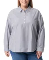 Gloria Vanderbilt Plus Size Amanda Popover Blouse In Marine Navy