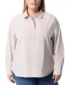 Gloria Vanderbilt Plus Size Amanda Popover Blouse In Naval Stripe Flaxen Wheet