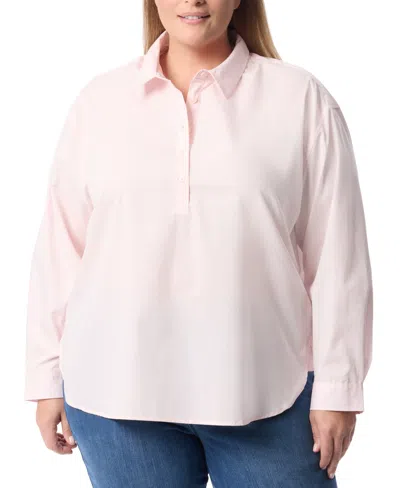 Gloria Vanderbilt Plus Size Amanda Popover Blouse In Pink Parasol