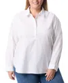 Gloria Vanderbilt Plus Size Amanda Popover Blouse In Vintage White