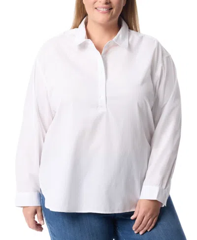 Gloria Vanderbilt Plus Size Amanda Popover Blouse In Vintage White
