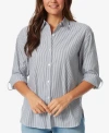 Gloria Vanderbilt Plus Size Amanda Shirt In Marine Navy Stripe