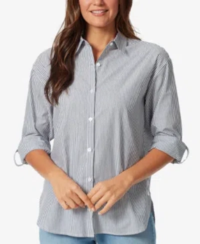 Gloria Vanderbilt Plus Size Amanda Shirt In Marine Navy Stripe