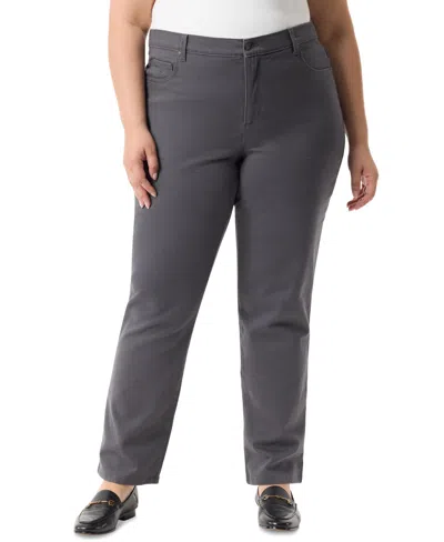 Gloria Vanderbilt Plus Size Amanda Straight-leg Jeans In Gray