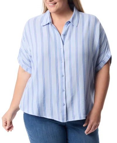 Gloria Vanderbilt Plus Size Cuffed-sleeve Button-front Shirt, Exclusively At Macy's