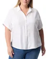 Gloria Vanderbilt Womens Cotton Blend Short Sleeve Button-down Top In Vintage White