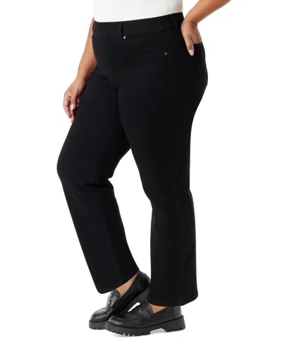 Gloria Vanderbilt Plus Size Pull-on Straight-leg Jeans In Black Rinse