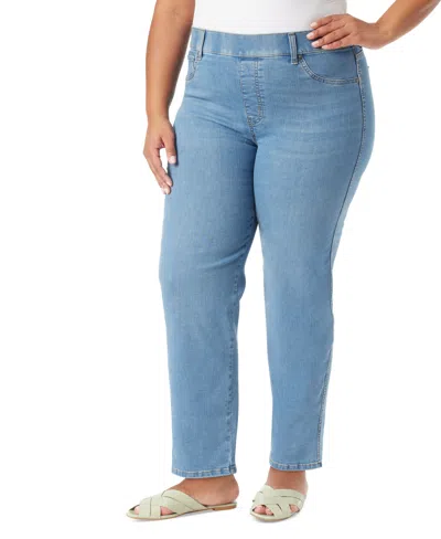 Gloria Vanderbilt Plus Size Pull-on Straight-leg Jeans In Merrick