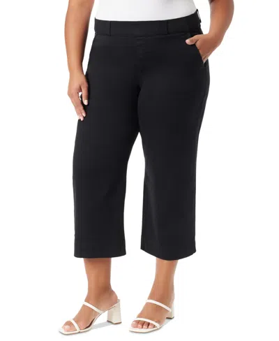 Gloria Vanderbilt Plus Size Shape Effect Wide-leg Cropped Pants In Black