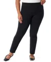 Gloria Vanderbilt Plus Size Solid Pull-on Trousers In Black