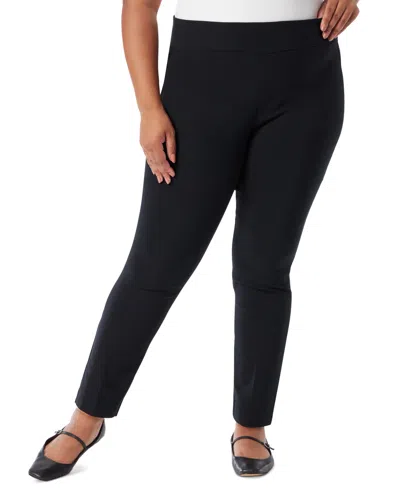 Gloria Vanderbilt Plus Size Solid Pull-on Trousers In Black