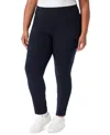Gloria Vanderbilt Plus Size Solid Pull-on Trousers In Midnight A
