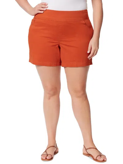 Gloria Vanderbilt Plus Womens High Rise Short Denim Shorts In Brown