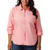 Gloria Vanderbilt Plus Womens Relaxed Cotton Button-down Top