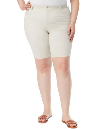 Gloria Vanderbilt Plus Womens Slimming High Rise Bermuda Shorts In Multi
