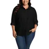Gloria Vanderbilt Plus Womens Solid Button Down Blouse