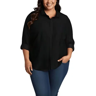 Gloria Vanderbilt Plus Womens Solid Button Down Blouse