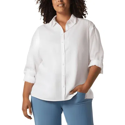 Gloria Vanderbilt Plus Womens Solid Button Down Blouse