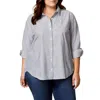 Gloria Vanderbilt Plus Womens Striped Cotton Button-down Top In Blue