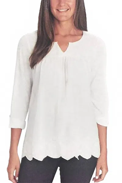 Gloria Vanderbilt Roll Tab Sleeve Woven Top In Crystal White
